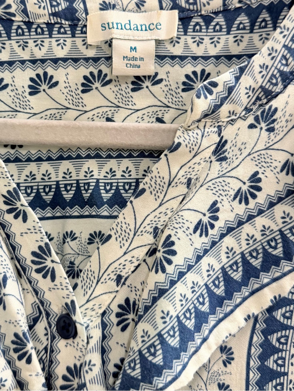 Sundance Blue Cream Boho Floral Print Ruffle Blouse Medium - Picture 8 of 9
